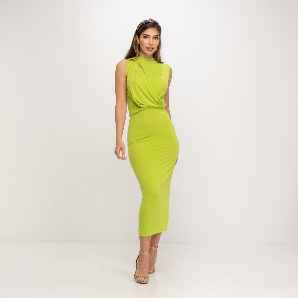 robe vert anis longue elegante ajustee boutique showroom elegance isle sur la sorgue